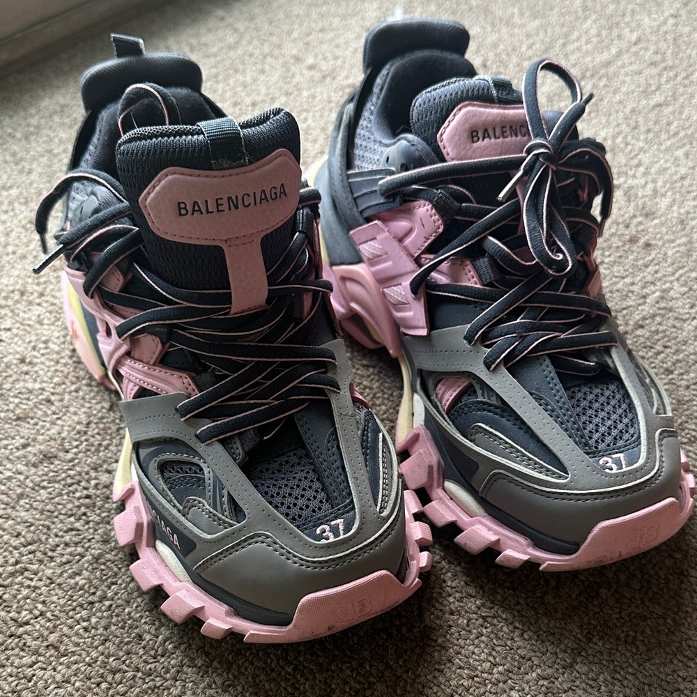 Balenciaga Gray and Pink Athletic Shoes